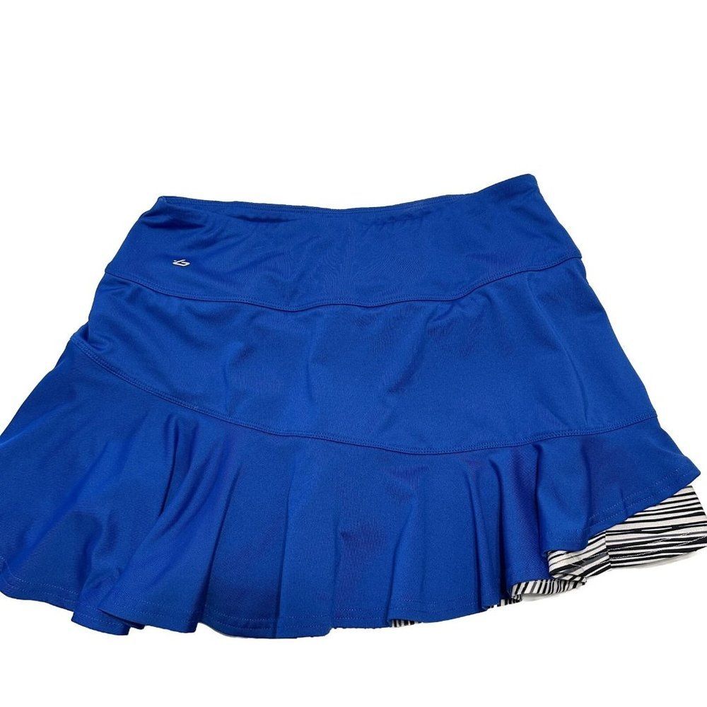 Bolle Ladies Sz Small Tennis Golf Pickleball skort Pull On Stretch Blue Ruffle